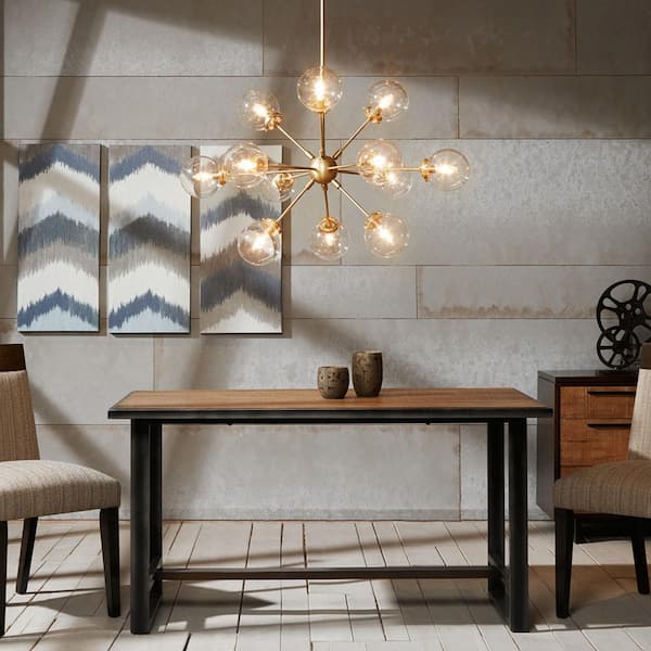 Versailles Series 12-Light Polished Antique Gold with Clear Oversized Globe Luxurious Round Chandelier for Living Room