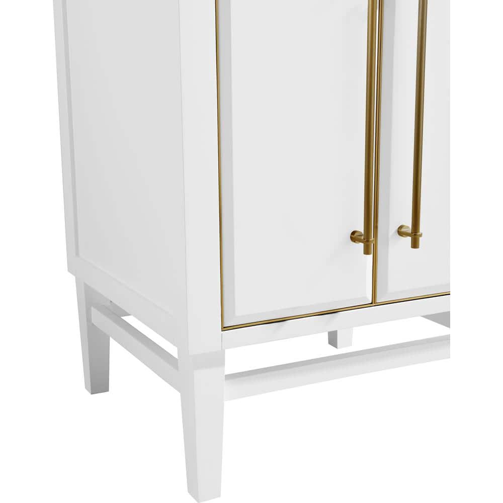 Mason 49'' White and Gold Freestanding Vanity with Marble Top