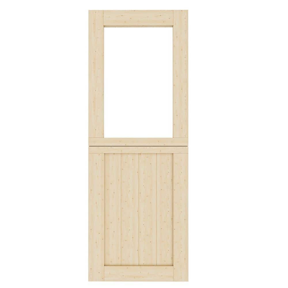 32 in. x 80 in. Solid Pine Universal 1-Lite Clear Glass Unfinished Dutch Door Design Wood Front Door Slab price history on PriceWatchPro