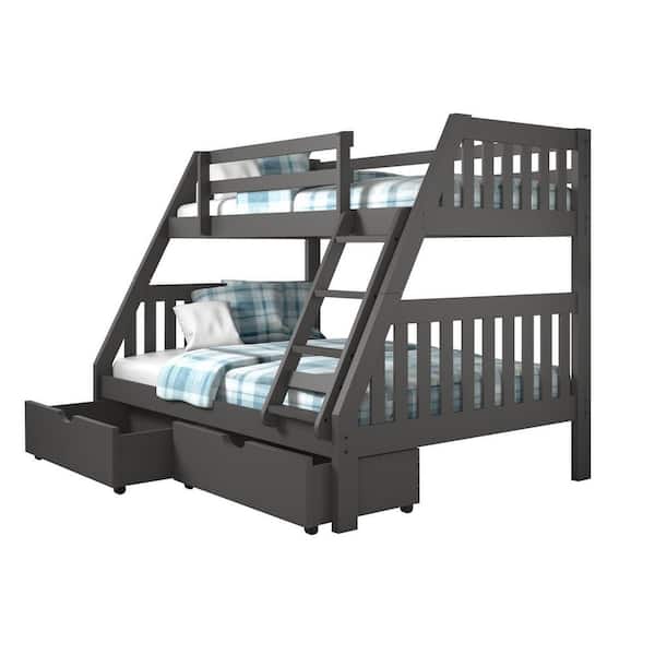 Donco Kids Grey Twin over Full Mission Bunk Bed 1018-3TFDG - The 