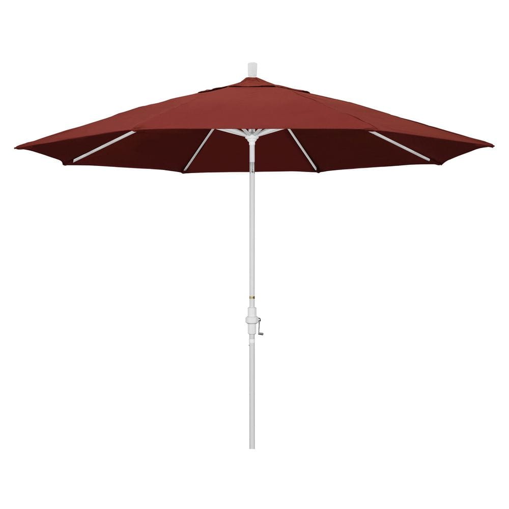 11 ft. Matted White Aluminum Market Patio Umbrella with Aluminum Ribs Collar Tilt Crank Lift in Henna Sunbrella price history on PriceWatchPro
