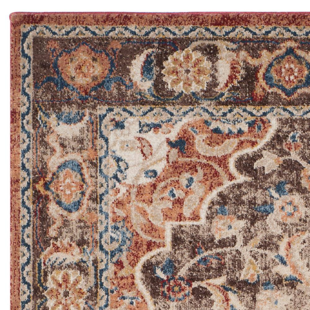 Bijar Brown and Rust Floral Motif Low Pile Area Rug