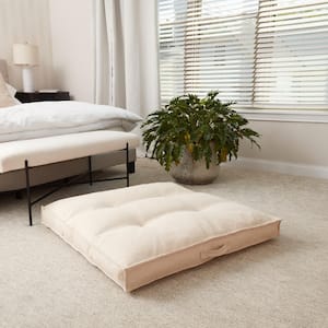 Jumbo Cream Square Tufted Reversible 40 in. x 40 in. Floor Pillow