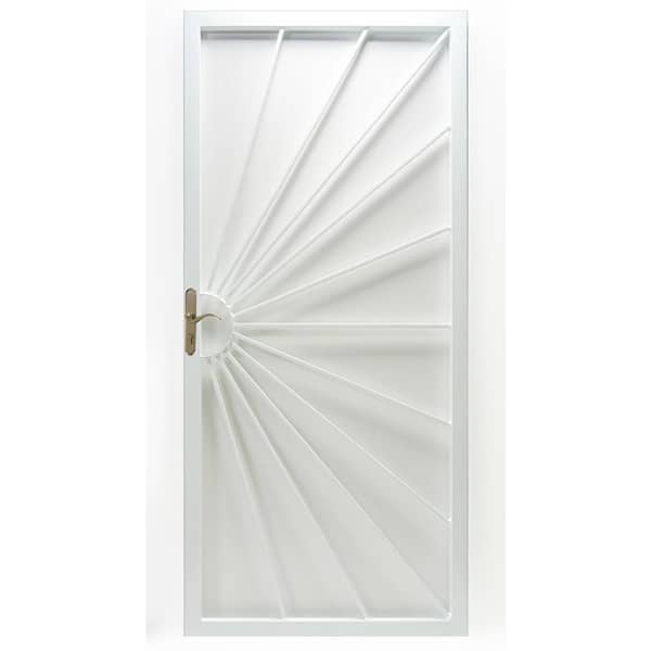 Grisham 36 in. x 80 in. 369 Series White Prehung Universal Hinge Outswing Sunshine Security Door