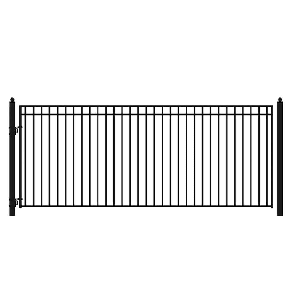 ALEKO Madrid Style 16 ft. x 6 ft. Black Steel Single Swing Driveway Fence Gate