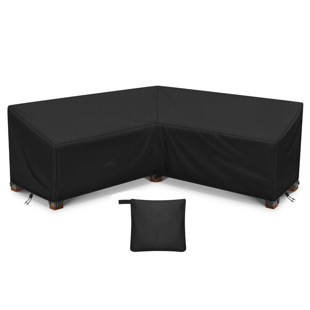 Phewnyzo 85 in. x 33.5 in. x 31 in. Black V-Shaped Sectional Sofa
