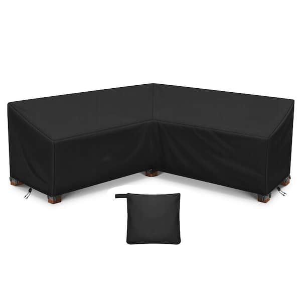 Phewnyzo 85 in. x 33.5 in. x 31 in. Black V-Shaped Sectional Sofa