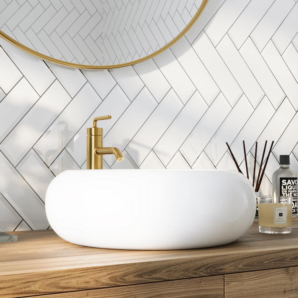 DeerValley 20" Round White Ceramic Vessel Bathroom Sink