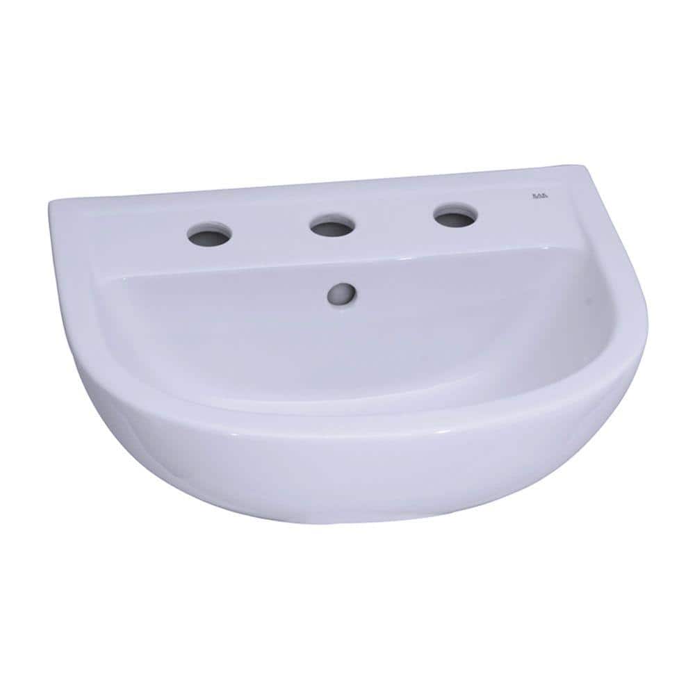 Compact White Vitreous China Pedestal Bathroom Sink with Overflow