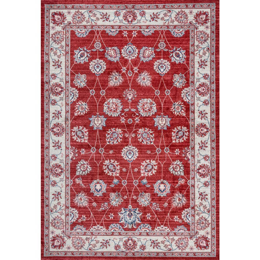 Red and Cream Synthetic Reversible Runner Rug, 4.3" x 36.61"