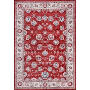 Modern Persian Vintage Moroccan Traditional Red/Ivory 3 ft. x 5 ft. Area Rug