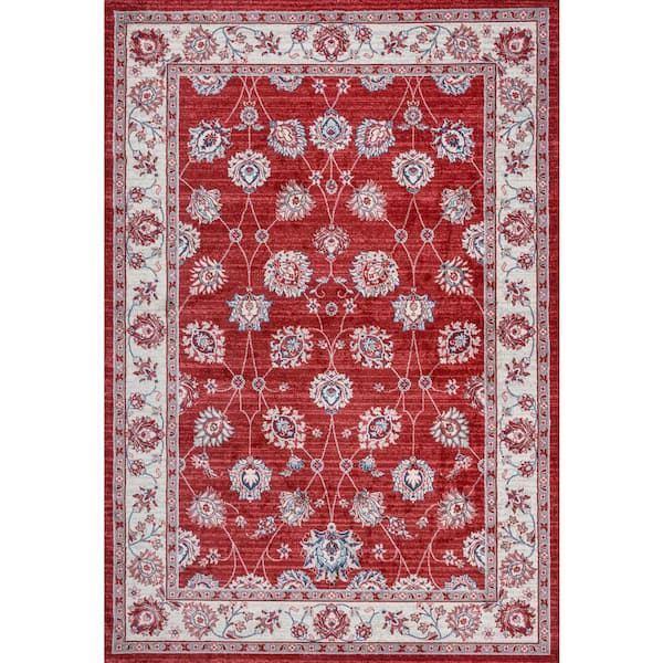 Modern Persian Vintage Moroccan Traditional Red/Ivory 3 ft. x 5 ft. Area Rug