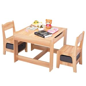 Nyeekoy 3 in 1 Kids Table and Chair Set Wooden Activity Table with