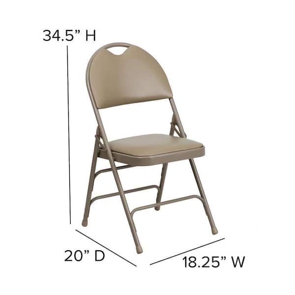 Flash Furniture Beige Vinyl/Beige Frame Metal Folding Chair (2 