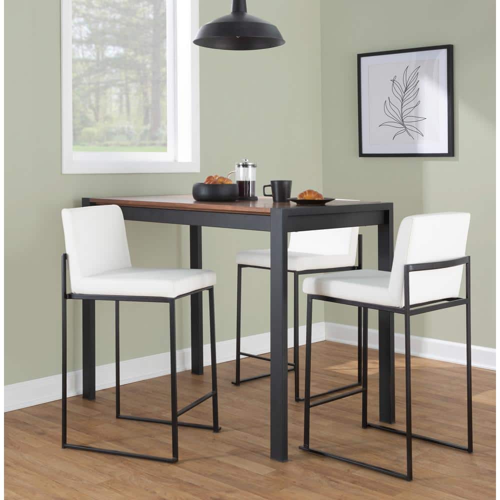 Fuji High Back 26 in. White Faux Leather and Black Metal Counter Stool (Set of 3) price history on PriceWatchPro
