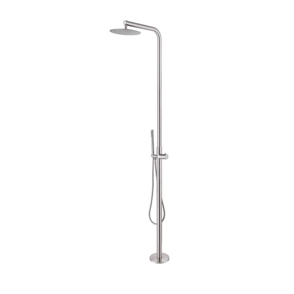 1-Handle Outdoor Freestanding Shower Faucet Kit 3 GPM Floor Mount Shower System Kit with Hand Shower in Chrome
