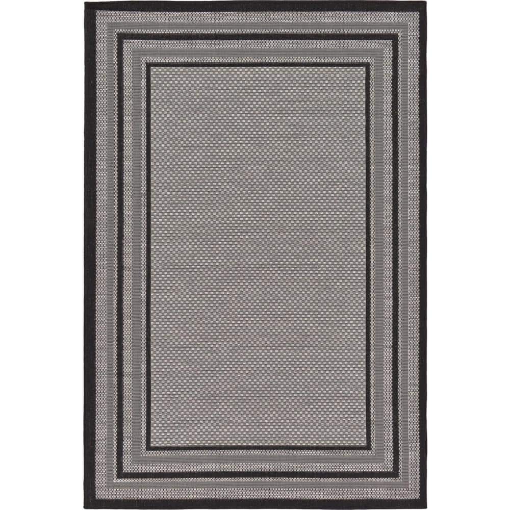 Reversible Multi-Grey Synthetic Outdoor Area Rug 5'3" x 8'