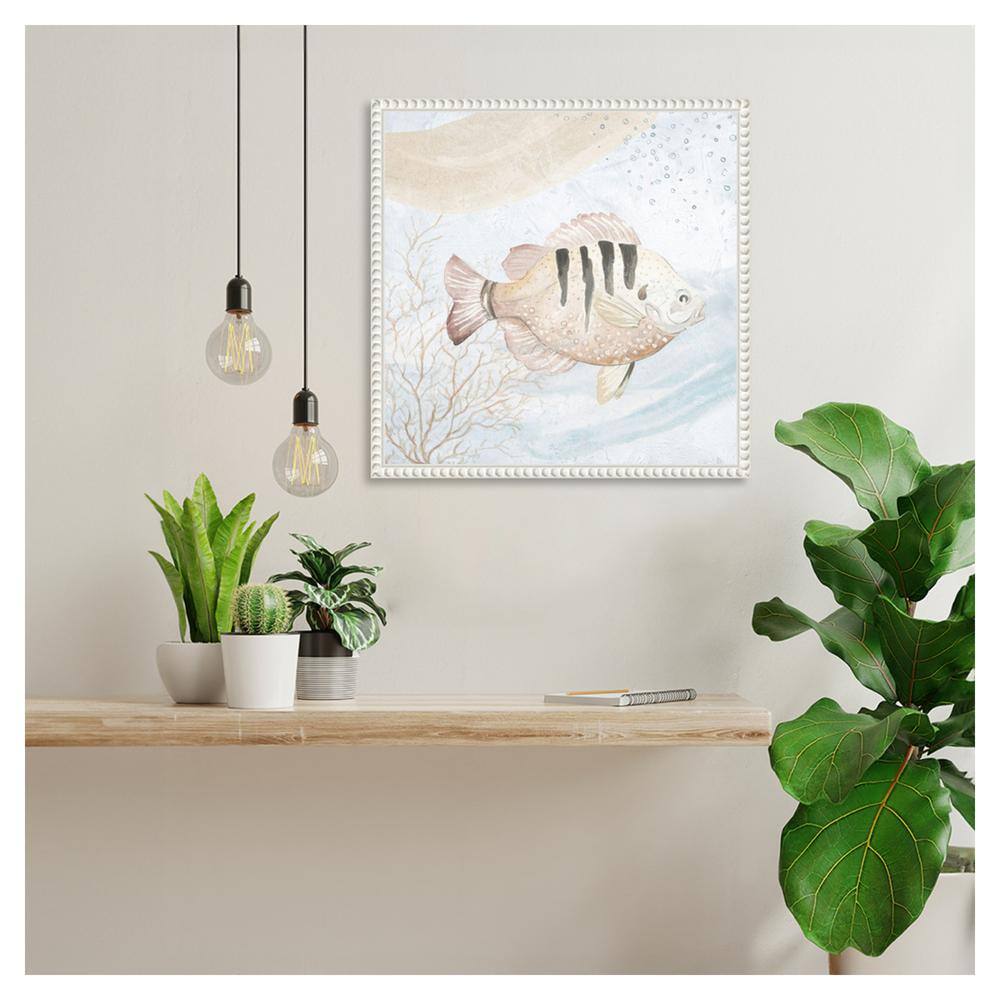 Ocean Oasis Waves Tropical Fish II Canvas Art with White Frame
