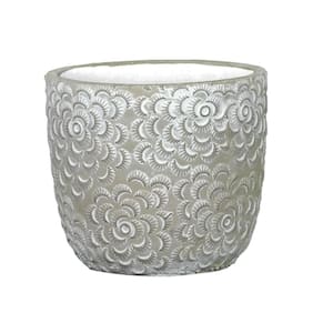 Flora 6 in. Rose Gray Cement Planter with White Interior
