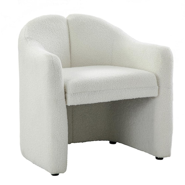 JAYDEN CREATION Baudoin Ivory Barrel Chair with Polyester Fabric