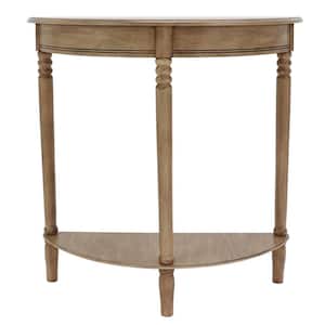 Simplicity 29 in. Oak Brown Sahara Half-Round Wood Console Table with Storage