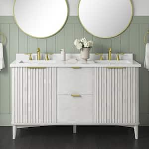 Gabi 60 in. W x 22 in. D x 34.5 in. H Double Sink Bath Vanity in Nordic Wood with White Engineered Marble Top