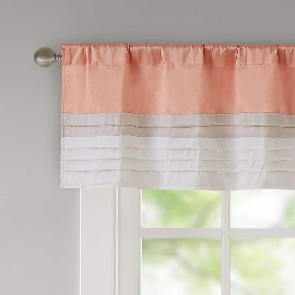 Coral and Ivory Faux Silk Pintuck Window Valance