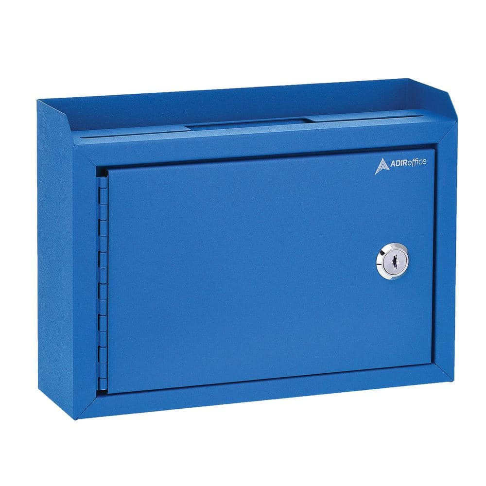 Medium Size Blue Steel Multi-Purpose Suggestion Drop Box Mailbox