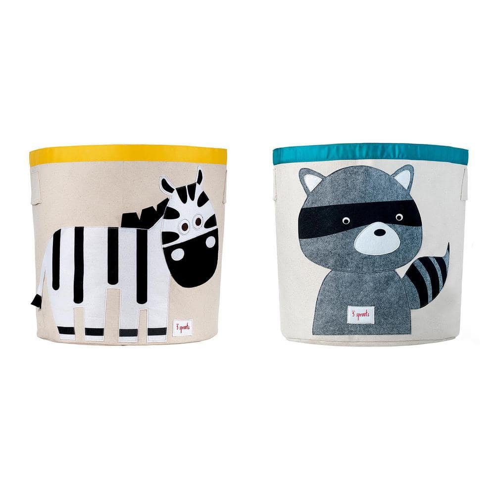 3 Sprouts Kids Canvas Storage Bin, Zebra and Canvas Storage Bin