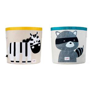 Kids Canvas Storage Bin, Zebra and Canvas Storage Bin, Raccoon (Multicolor)