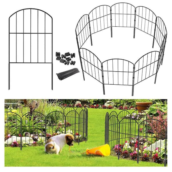 Phewnyzo 24 in. Metal Garden Fence 10 Panels Rustproof No Dig Animal Barrier Flower Border
