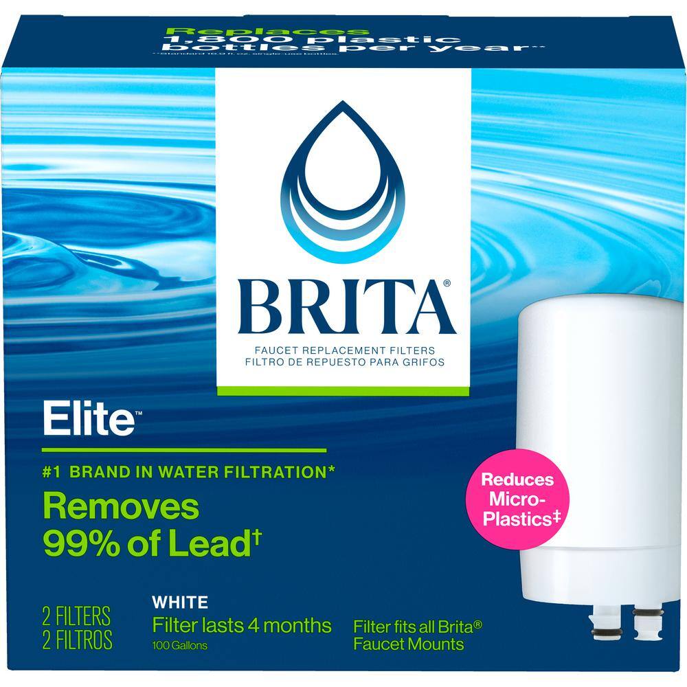 Brita White Faucet Water Filter Replacement Cartridges, 2-Pack
