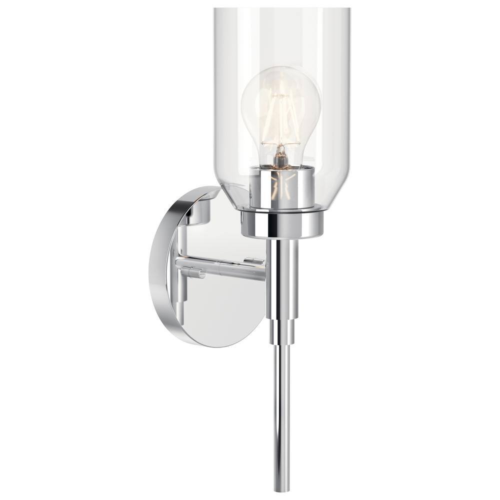 KICHLER Madden 1-Light Chrome Modern Bathroom Indoor Wall Sconce Light ...