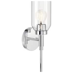 Madden 1-Light Chrome Modern Bathroom Indoor Wall Sconce Light with Clear Glass