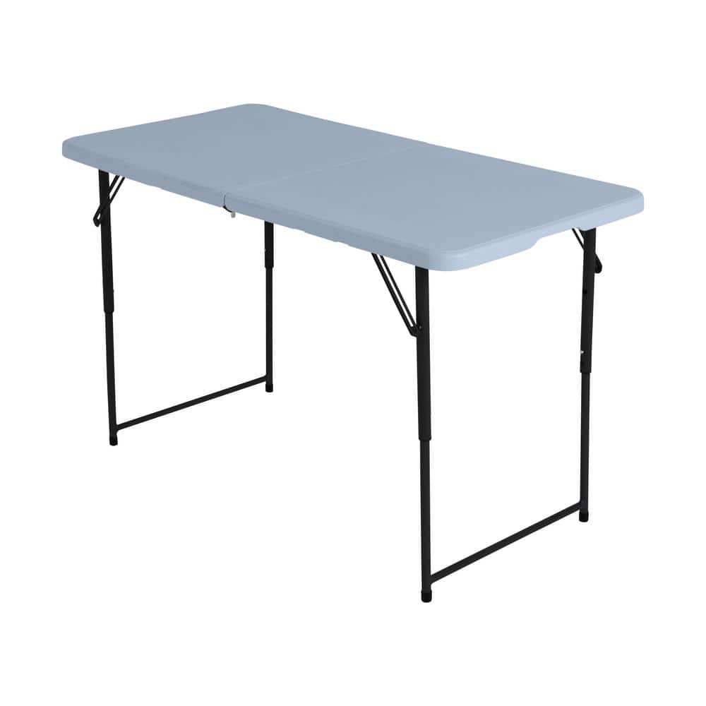 Gray Metal Frame Adjustable Height Folding Utility Table