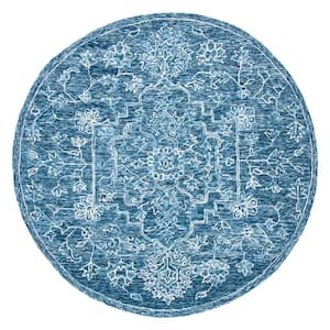 Metro Blue 6 ft. x 6 ft. Medallion Solid Color Round Area Rug
