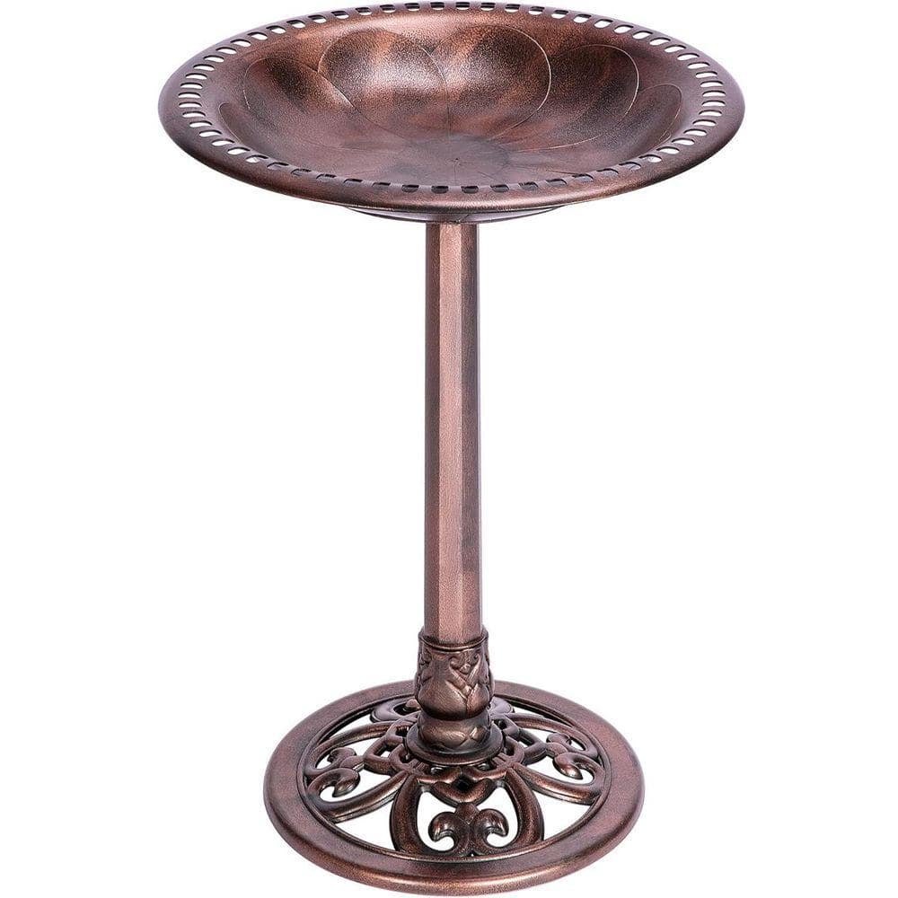 28 in. H Antique Outdoor Garden Bird Bath: Lightweight Bronze Polyresin Decor price history on PriceWatchPro