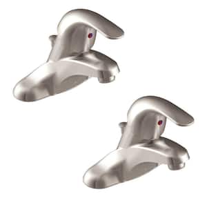 Adler 4 in. Centerset Single-Handle Bathroom Faucet in Spot Resist Brushed Nickel (2-Pack)