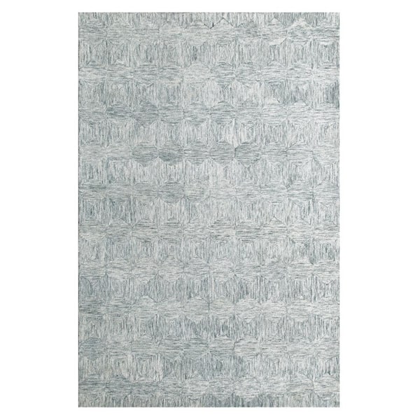 Unbranded Era Silver Gray 9 ft. x 12 ft. Contemporary Hand-Tufted Geometric 100% Wool Rectangle Area Rug