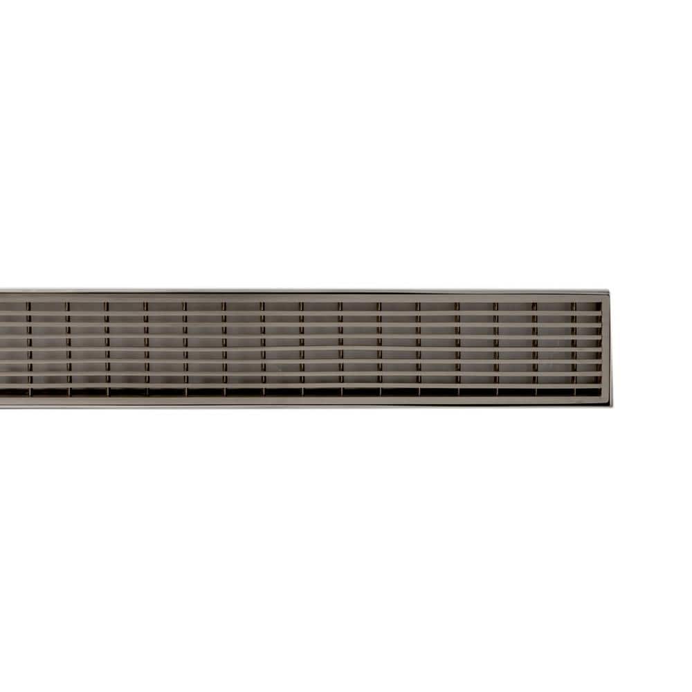 59" Brushed Stainless Steel Linear Shower Drain with Groove Lines