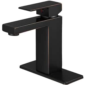 Single Handle Vessel Sink Faucet with Deckplate in Oil Rubbed Bronze