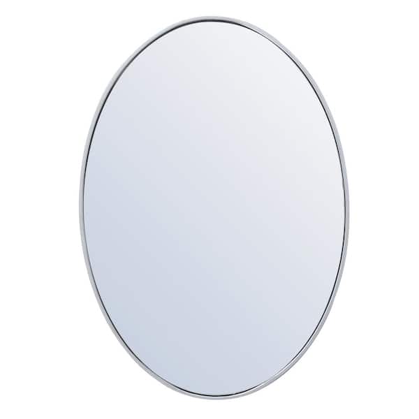Unbranded Timeless Home 34 in. W x 24 in. H Contemporary Metal Framed Oval Silver Mirror
