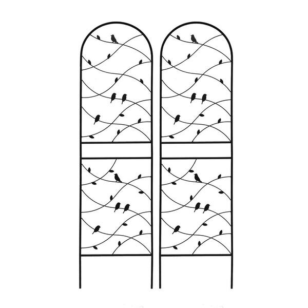 2 Pack 71" x 19.7" Metal Garden Trellis Rustproof Trellis for Climbing Plants Outdoor Flower Support Bird Deco Black