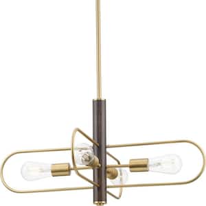 Nombridge Collection 24 in. 4-Light Brushed Gold Chandelier for Breakfast Nook, Living Room and Great Room