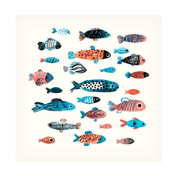 Trademark Fine Art "Fish School I" by Annie Warren Hidden Frame Art Print 35 in. x 35 in.