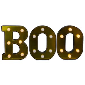 6.5 in. Lighted Black and Gold BOO Halloween Marquee Sign