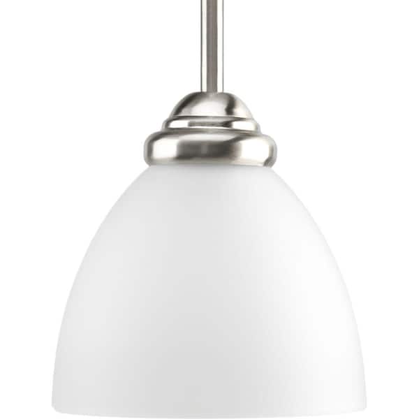 Progress Lighting Heart Collection 1-Light Brushed Nickel Mini Pendant with Etched Glass