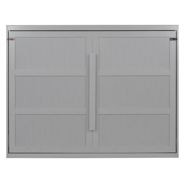 Gray Wood Frame Queen Size Murphy Bed with LED Lights