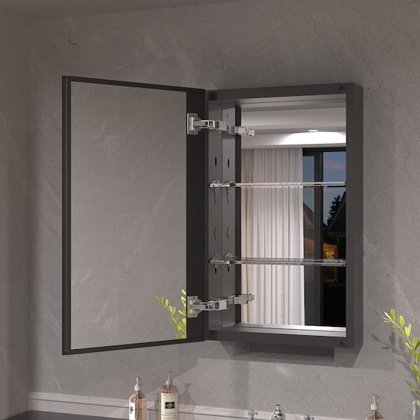 Fresca 24-in x 33.5-in Fog Free Surface Mount Espresso Mirrored Medicine Cabinet