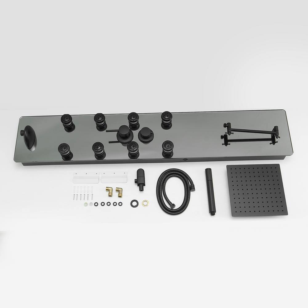Nickel and Black 8-Jet Multifunction Shower Panel System